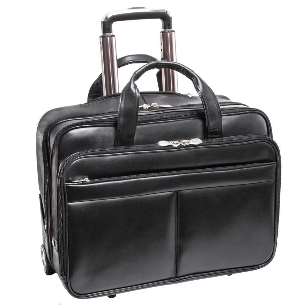 McKleinUSA Bowery L Series Leather Wheeled Laptop Briefcase With 15.6in Laptop Pocket, Black