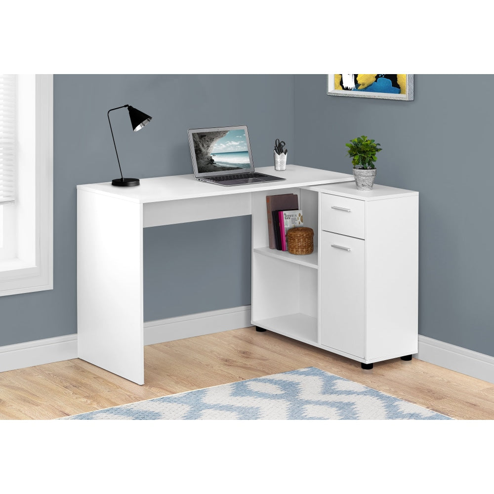 Monarch Specialties 46inW Corner Desk With Storage Cabinet, White