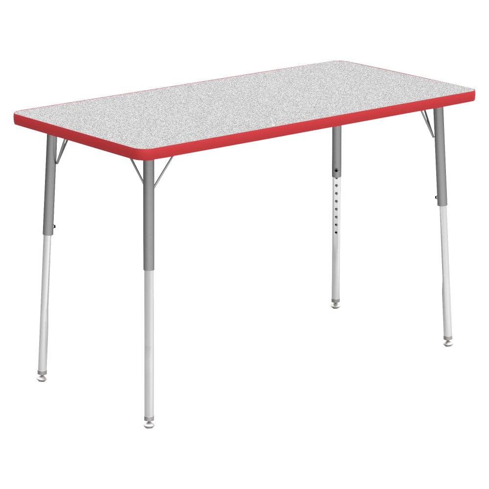 Lorell Classroom Rectangular Activity Table Top, 48inW x 24inD, Gray Nebula/Red