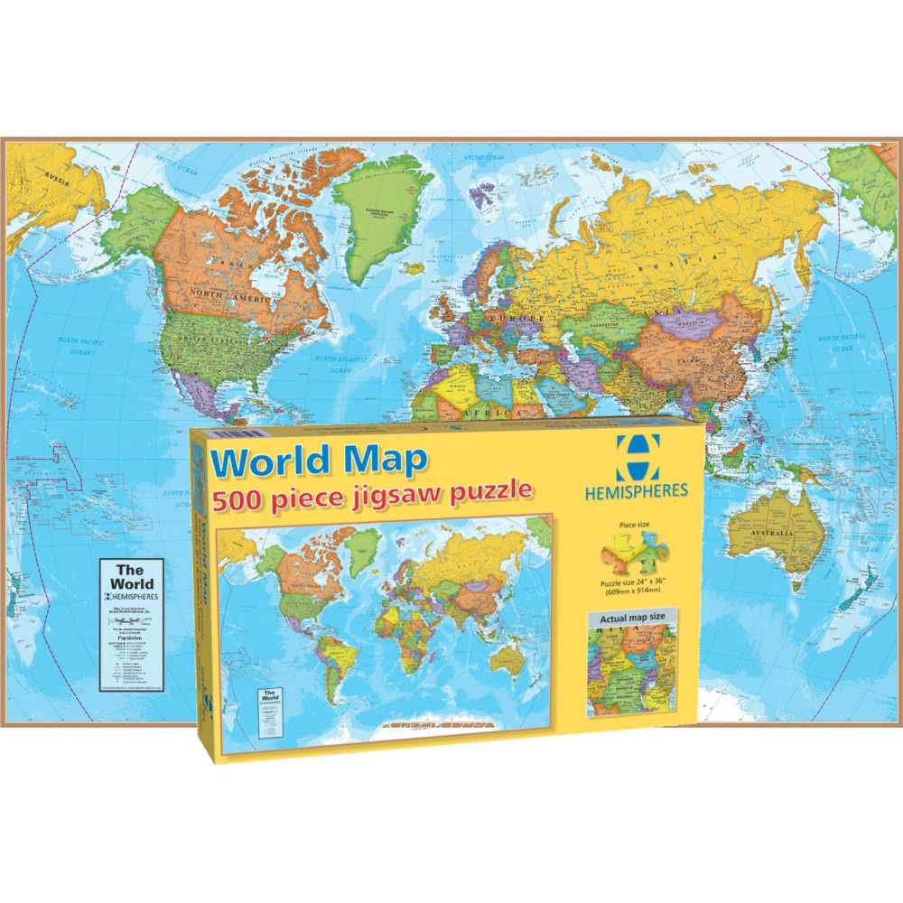 Round World Products World Map Jigsaw Puzzle, 24in x 36in