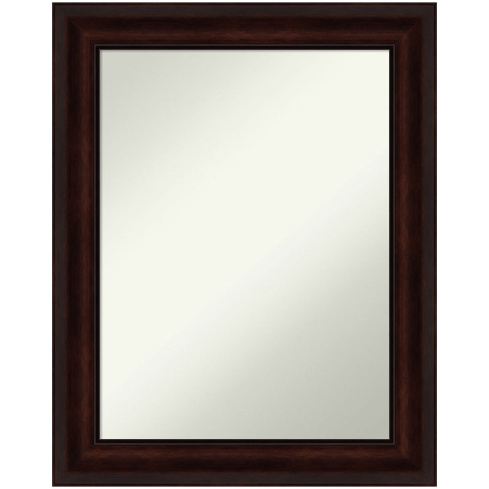 Amanti Art Non-Beveled Rectangle Framed Bathroom Wall Mirror, 29in x 23in, Coffee Bean Brown