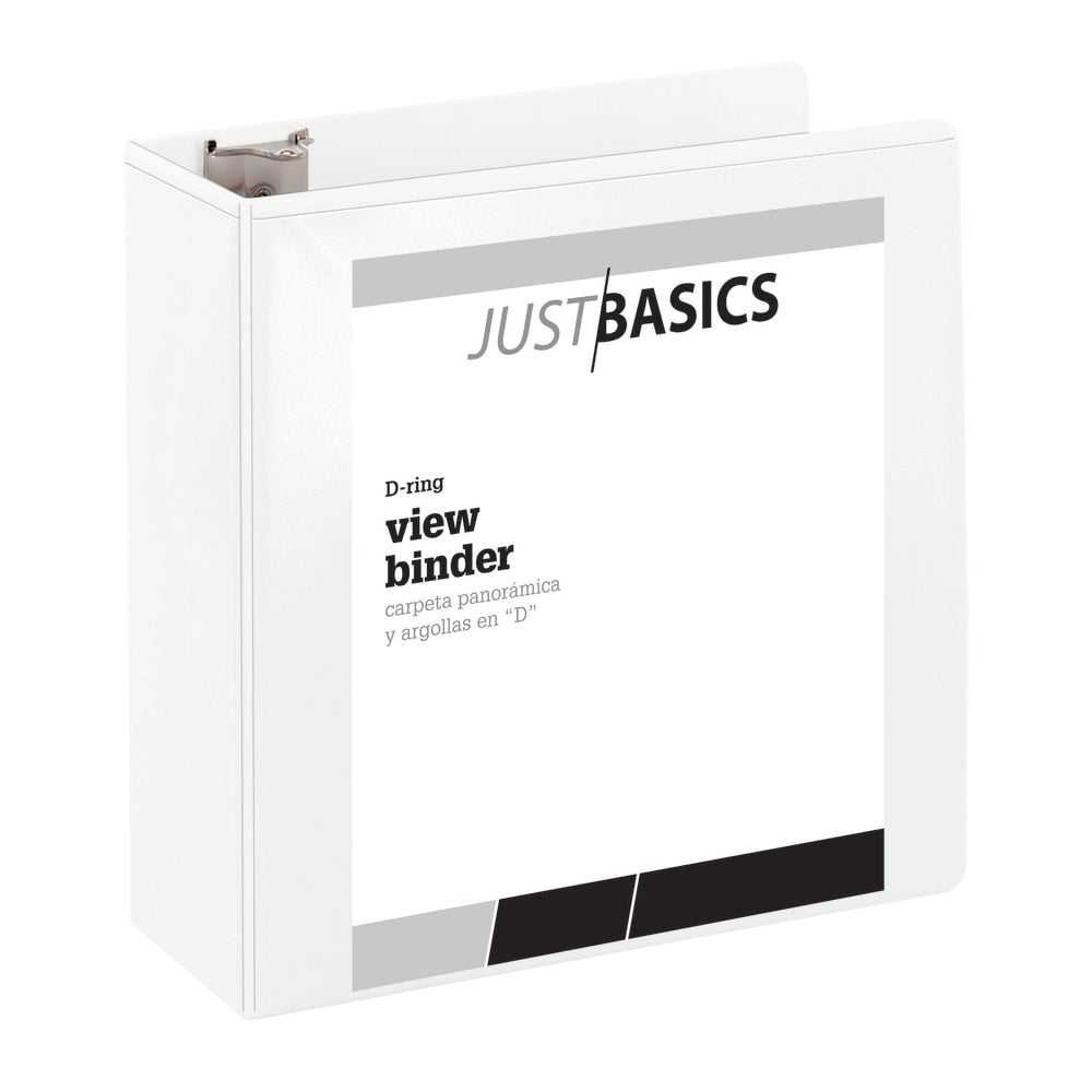 Just Basics Basic View 3-Ring Binder, 4in D-Rings, White