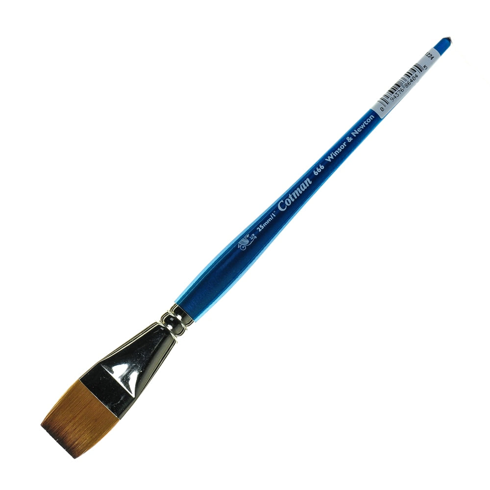 Winsor & Newton Cotman Watercolor Paint Brush 666, 1in, One-Stroke Flat Bristle, Synthetic, Blue