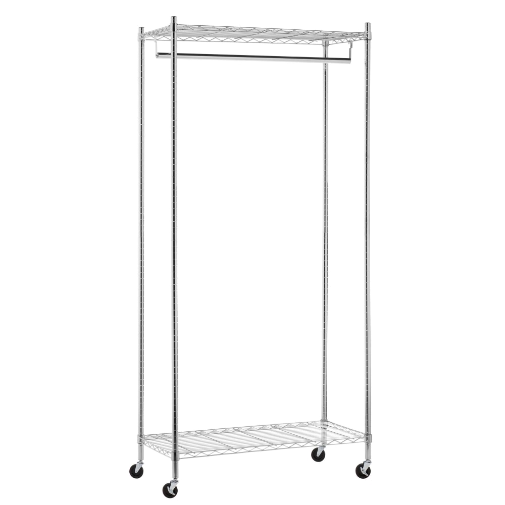 Honey-Can-Do Heavy-Duty Rolling Garment Rack, 73 1/4inH x 17 3/4inW x 35 7/8inD, Chrome