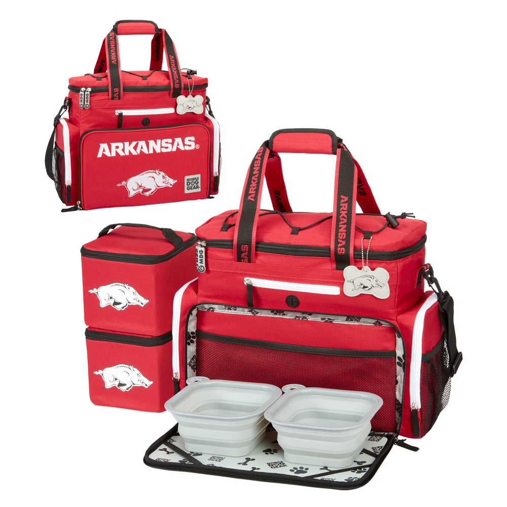 Overland Mobile Dog Gear NCAA Week Away Bag, 12inH x 8inW x 16-1/2inD, Arkansas Razorbacks