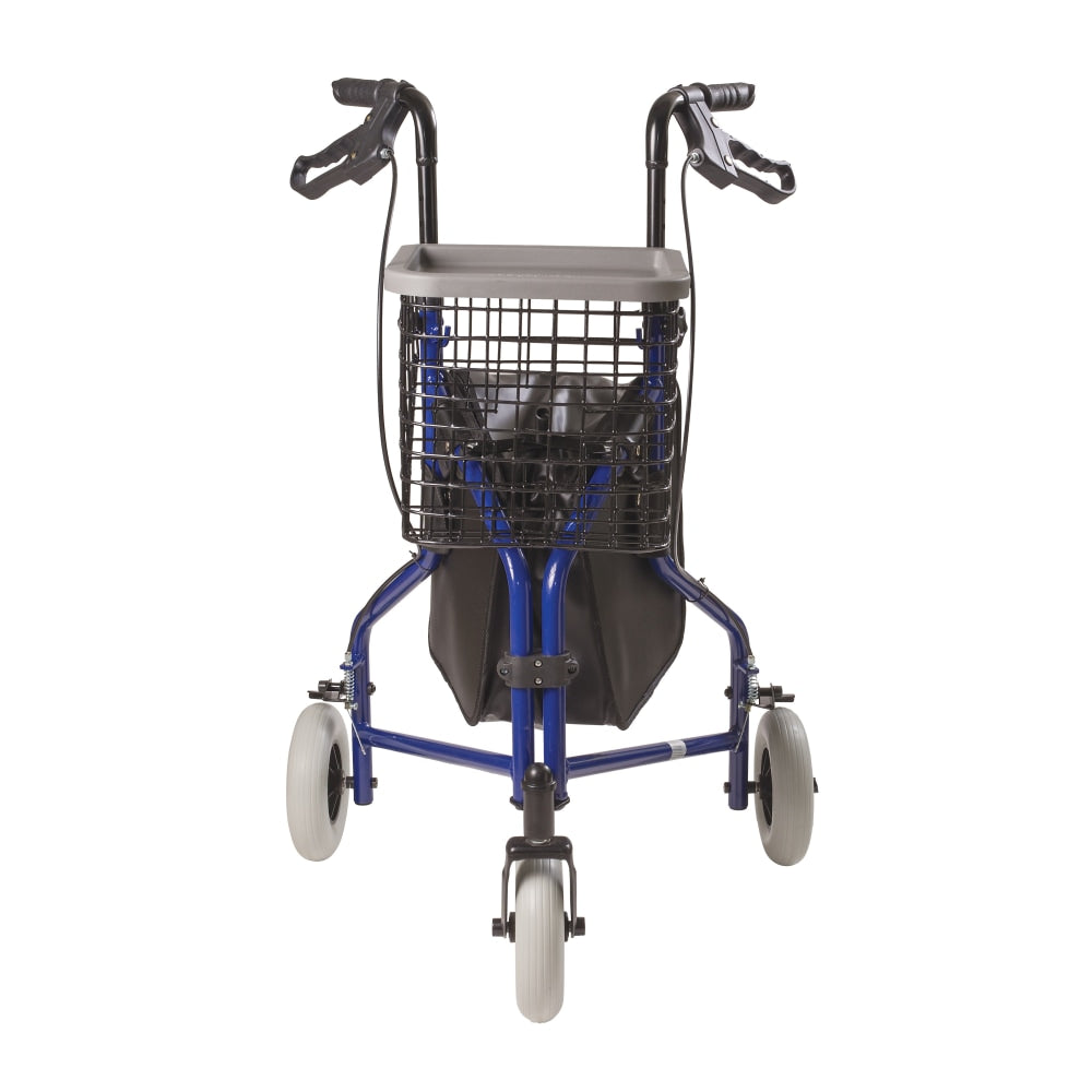 DMI Adjustable Aluminum Folding 3-Wheel Rollator Walker, 37in x 20in, Royal Blue