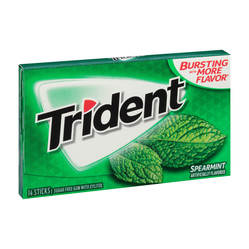 Trident Sugar-Free Spearmint Gum, 14 Pieces Per Box, Pack Of 12 Boxes