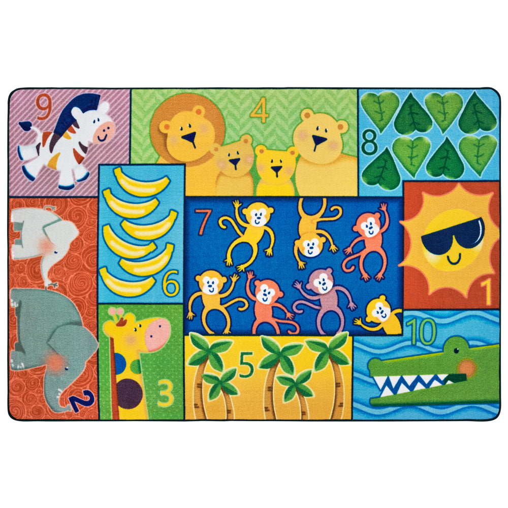 Carpets for Kids Pixel Perfect Collection Jungle Jam Counting and Seating Rug, 4ft x 6ft, Multicolor