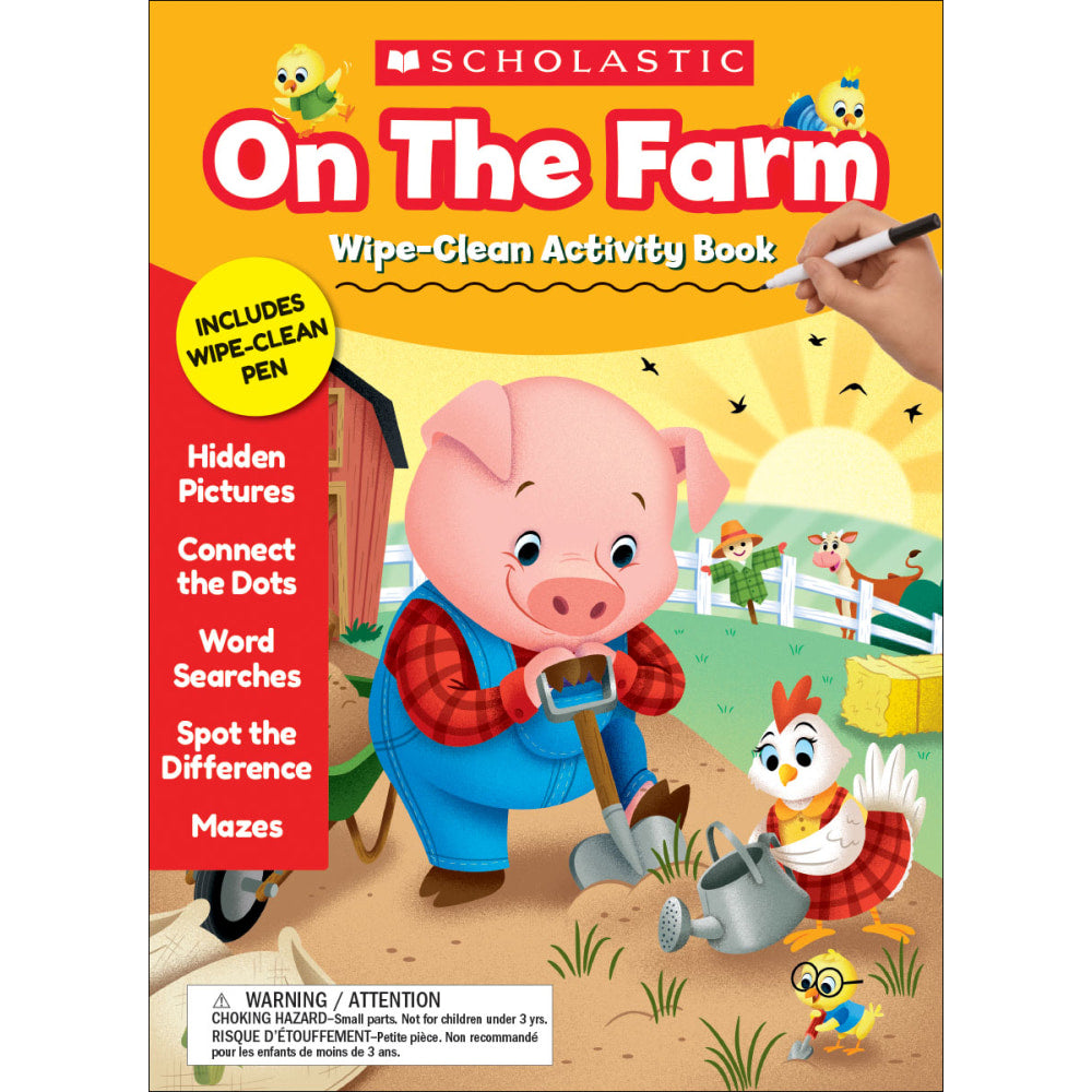 Scholastic On the Farm Wipe-Clean Activity Book, Preschool - Grade 1