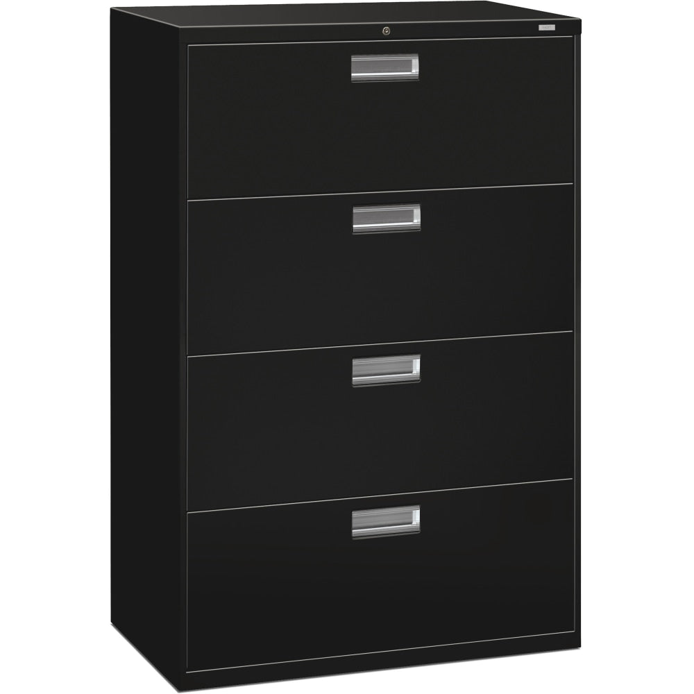 HON Brigade 600 36inW x 19-1/4inD Lateral 4-Drawer File Cabinet, Black