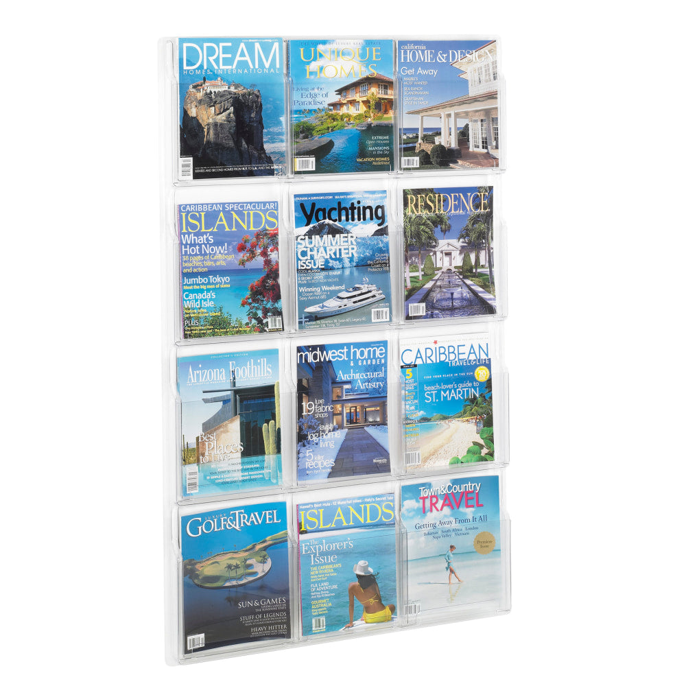 Clear Literature Rack, Magazine, 12 Pockets