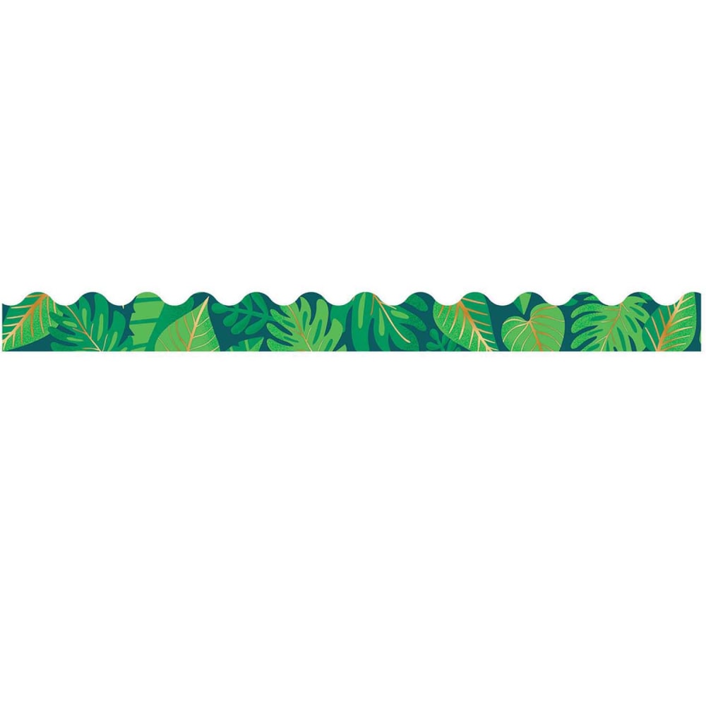 Carson Dellosa Education Scalloped Border, One World Tropical Leaves, 39ft Per Pack, Set Of 6 Packs