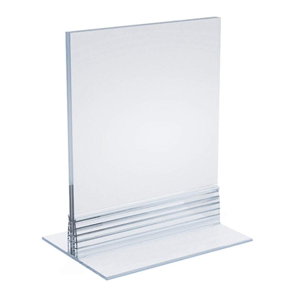 Azar Displays Acrylic T-Strip Vertical/Horizontal Sign Holders, 4inL  x 5inH, Clear, Pack Of 10 Sign Holders