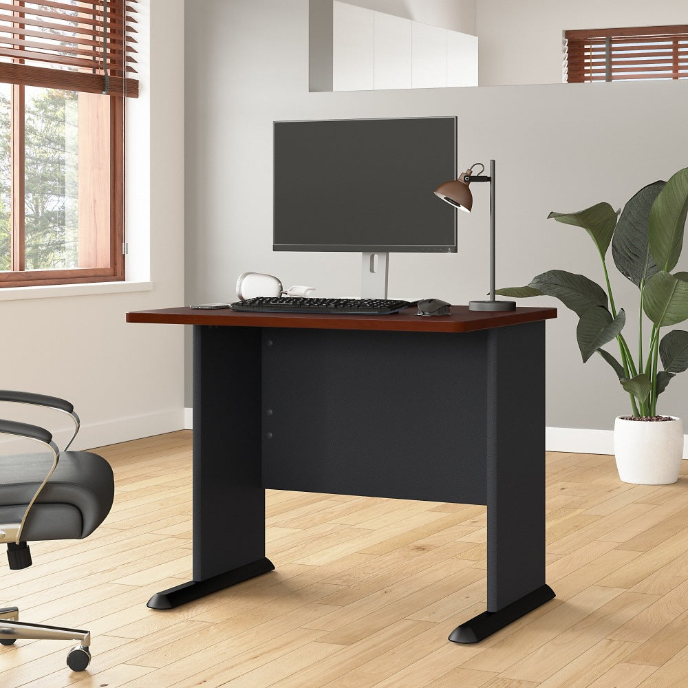 Bush Business Furniture Office Advantage 36inW Computer Desk, Hansen Cherry/Galaxy, Standard Delivery