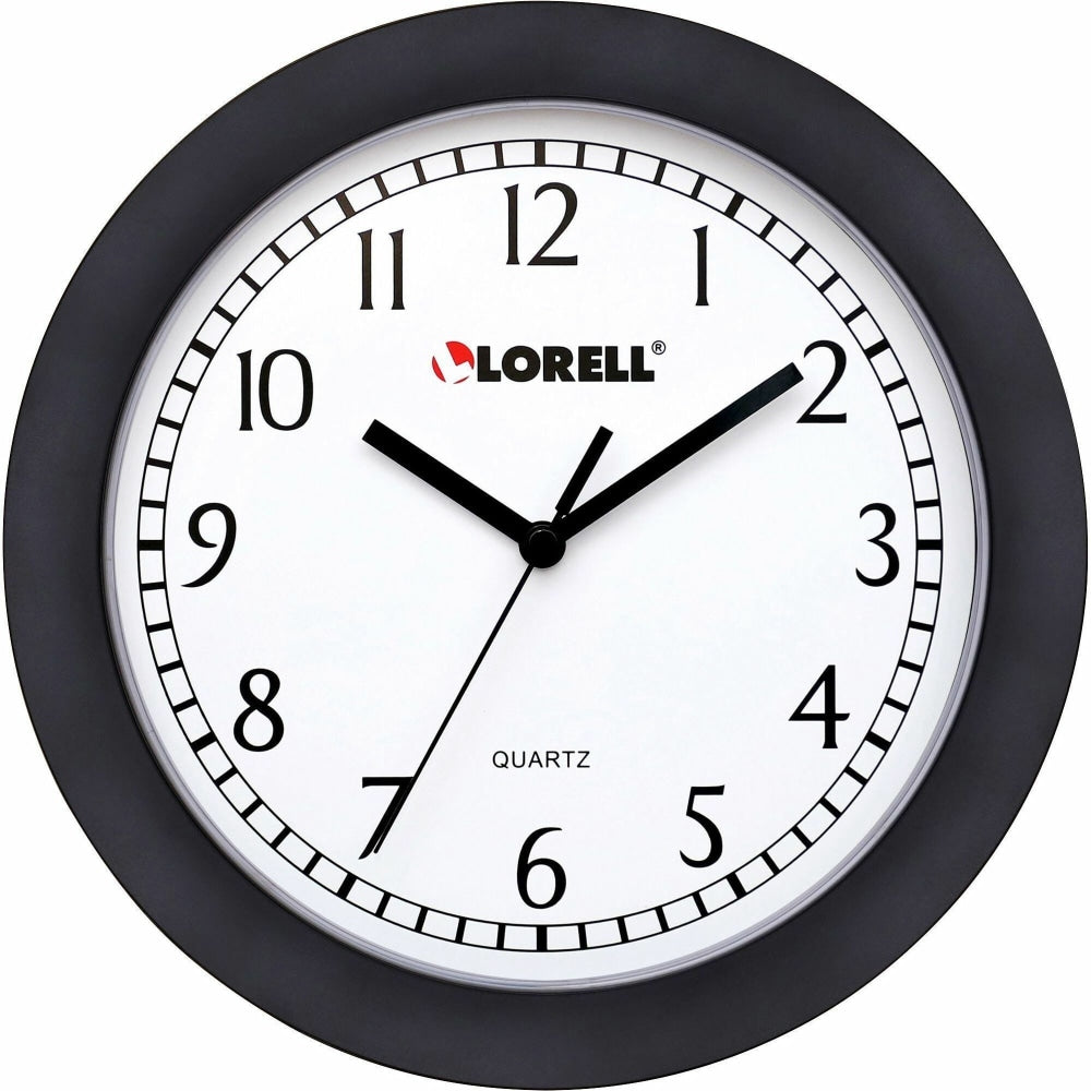 Lorell 9in Round Profile Wall Clock, Black