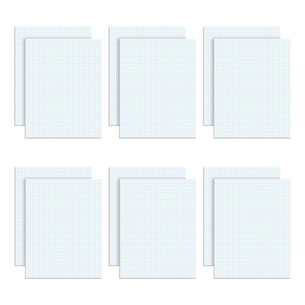 TOPS Quadrille Pad, 8 1/2in x 11in, Quad Ruled, White, 50 Sheets Per Pad, Pack Of 12 Pads