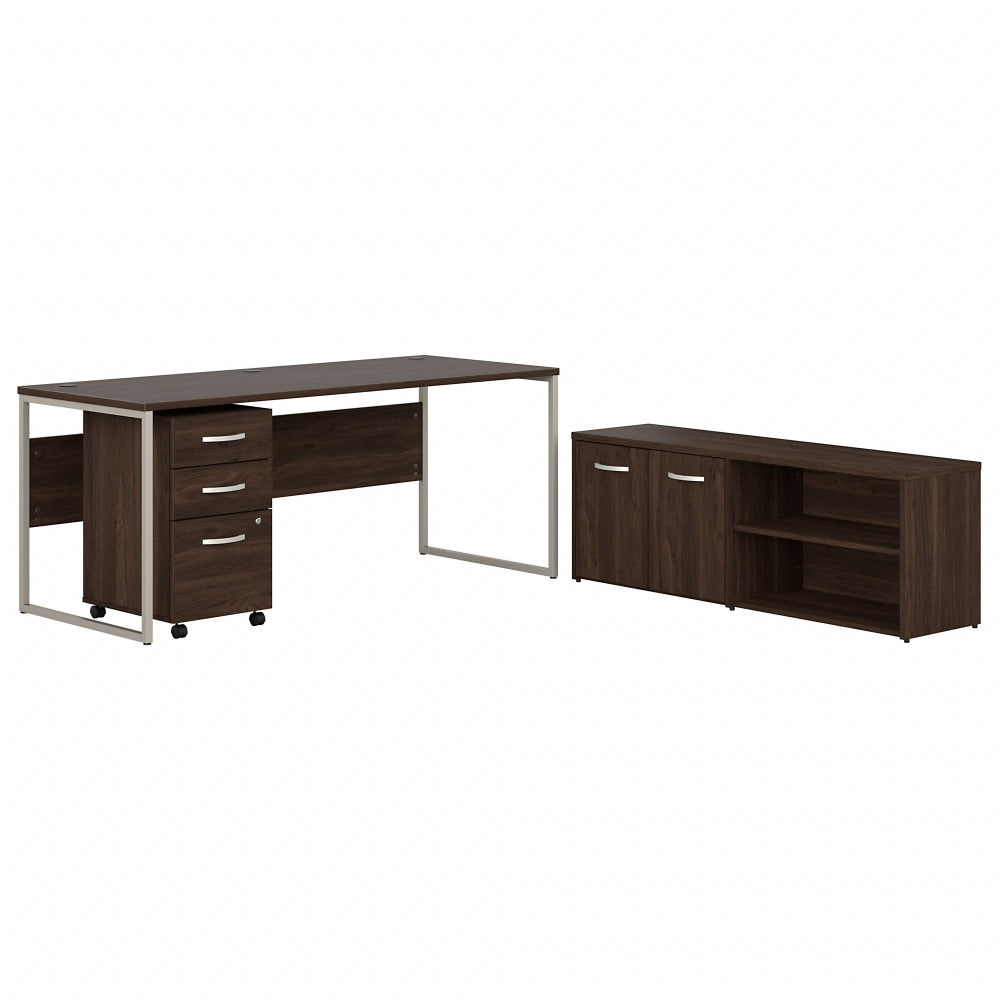 Bush Business Furniture Hybrid 72inW Computer Table Desk With Storage And Mobile File Cabinet, Black Walnut, Standard Delivery