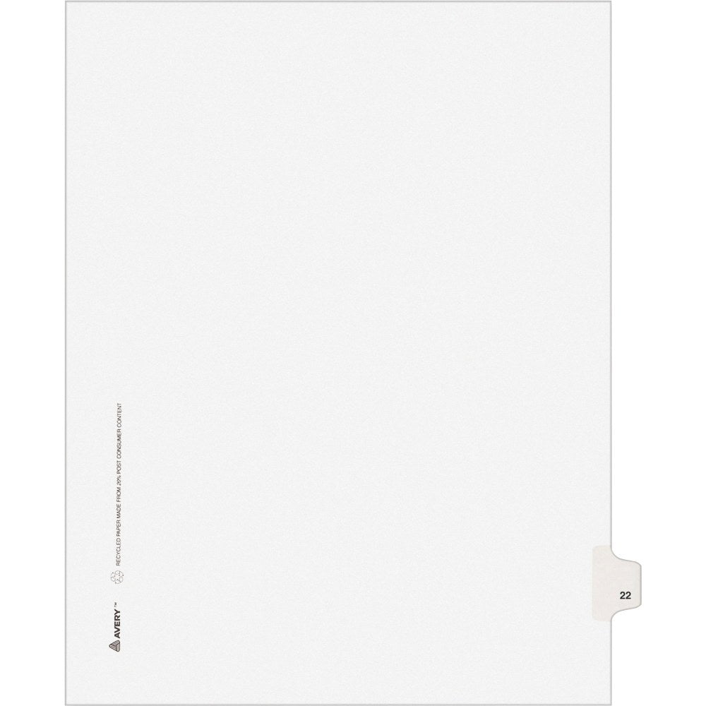 Avery Individual Legal Dividers Avery Style, Letter Size, Side Tab #22, White Dividers/White Tabs