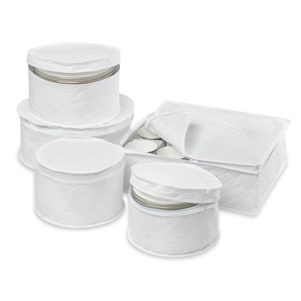 Honey-Can-Do 5-Piece Dinnerware Storage Set, Small Size, White