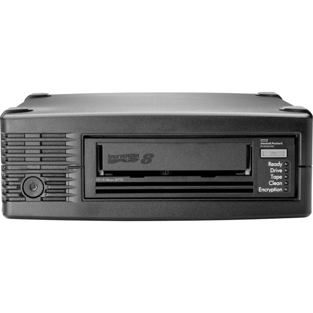 HPE StoreEver LTO-8 Ultrium 30750 External Tape Drive - LTO-8 - 12 TB (Native)/30 TB (Compressed) - 6Gb/s SAS - 5.25in Width - 1/2H Height - External - 300 MB/s Native - Linear Serpentine - Encryption - WORM Support - 3 Year Warranty