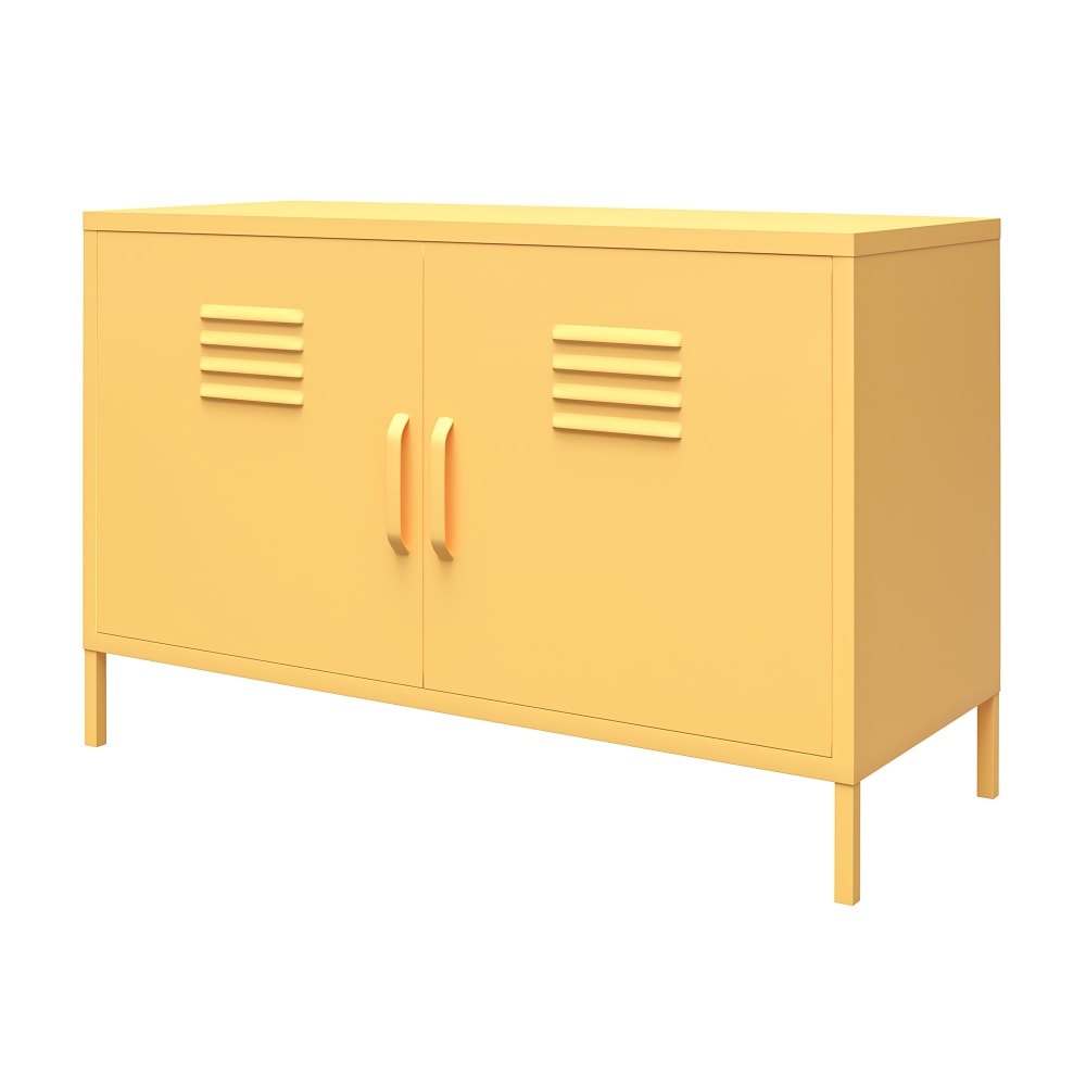 Ameriwood Home Cache 2-Door Metal Locker Accent Cabinet, 25-1/4inH x 39-3/8inW x 15-3/4inD, Yellow