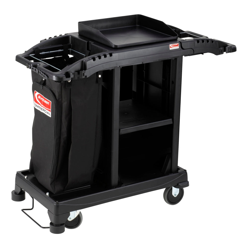 Suncast Commercial Plastic Cart, Compact Housekeeping, 46-5/8inH x 23-1/4inW x 43-7/16inD, Black