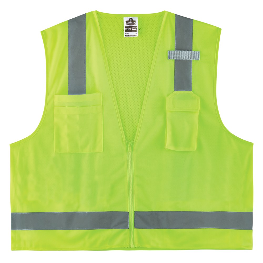 Ergodyne GloWear Surveyors Mesh Hi-Vis Class 2 Safety Vest, 3X, Lime