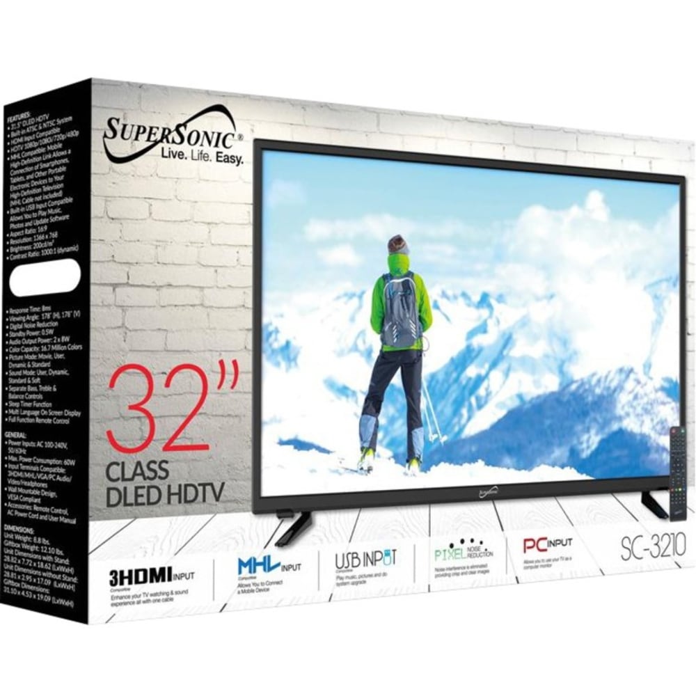 Supersonic SC-3210 31.5in LED-LCD TV - HDTV - LED Backlight - 1366 x 768 Resolution