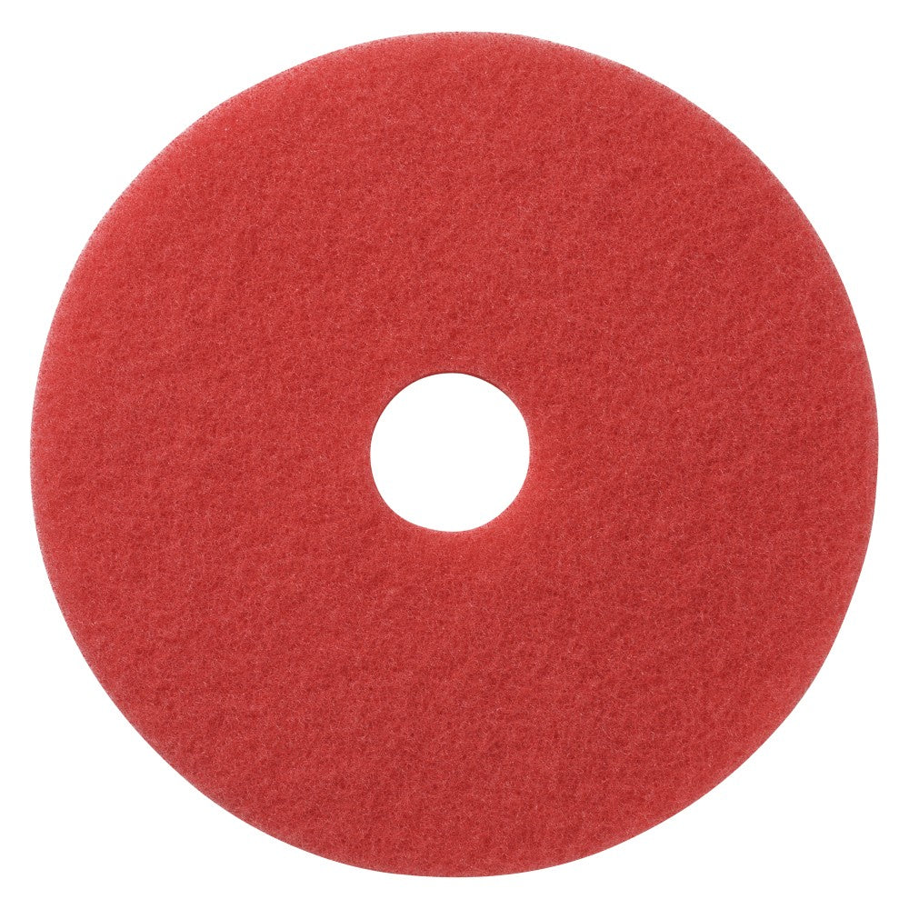 Americo Buffing Floor Pad, 17in Diameter, Red, Box of 5