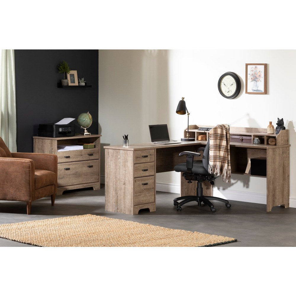 South Shore Versa 60inW L-Shaped Computer Desk, Weathered Oak