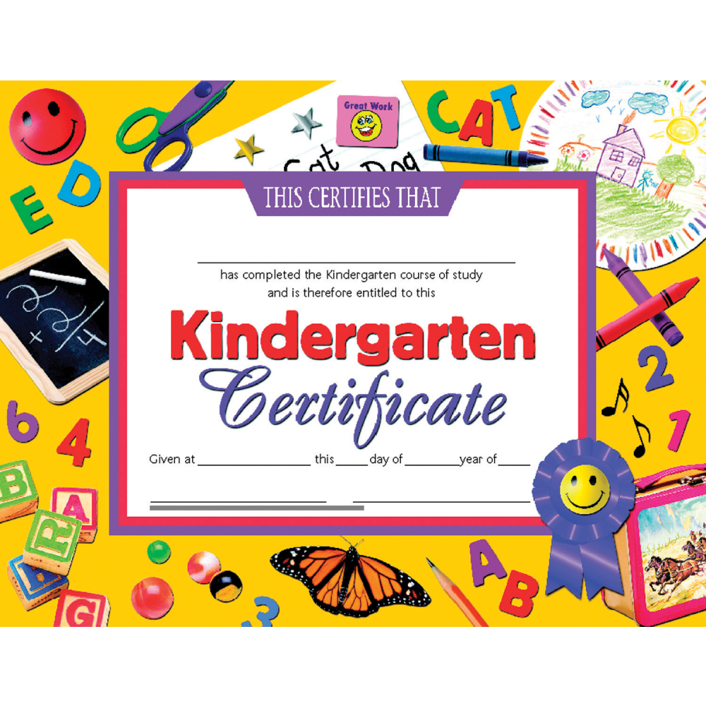 Hayes Certificates, 8-1/2in x 11in, Kindergarten, 30 Certificates Per Pack, Set Of 3 Packs