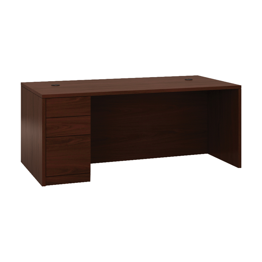 HON 10500 72in W Left-Pedestal Computer Desk, Mahogany