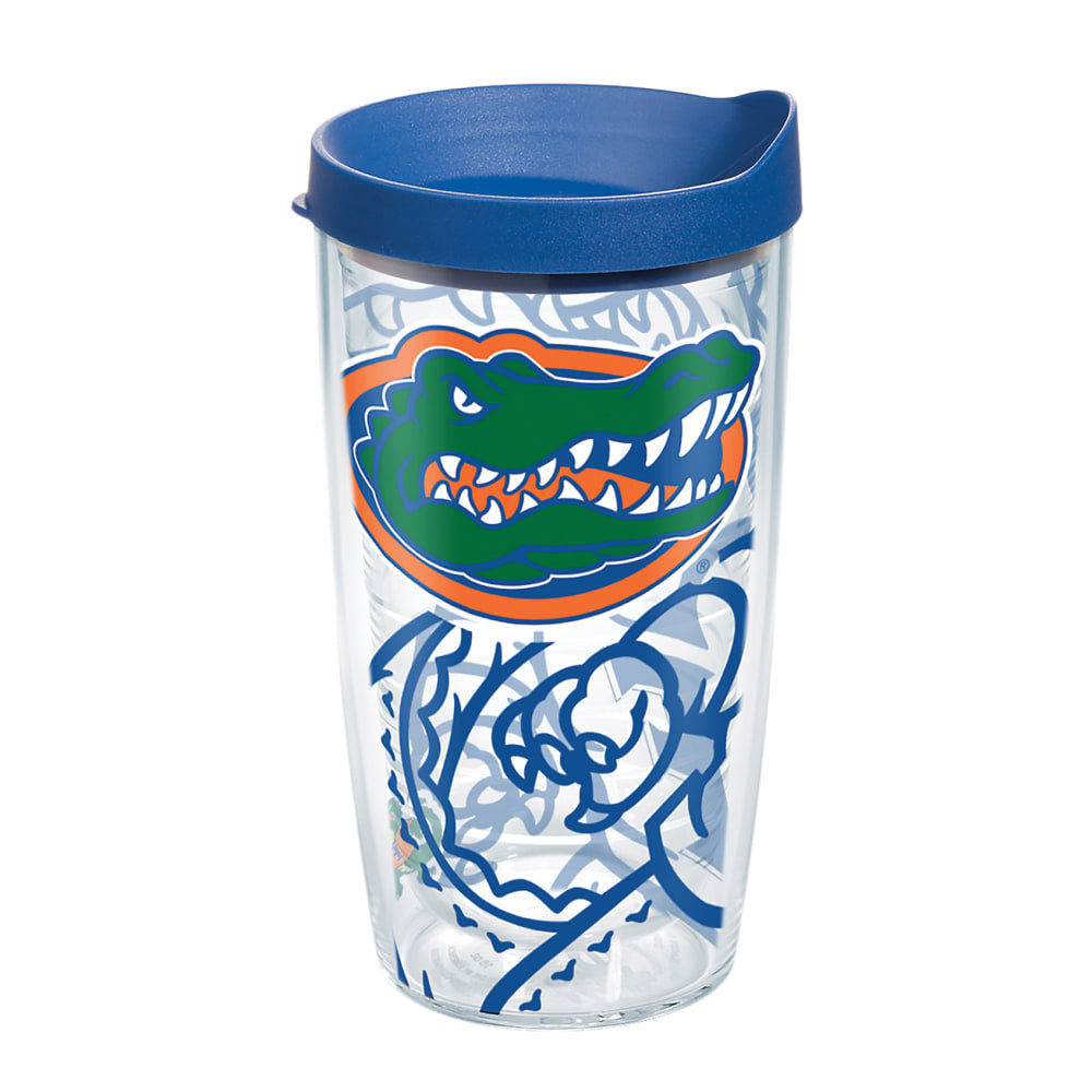 Tervis Genuine NCAA Tumbler With Lid, Florida Gators, 16 Oz, Clear