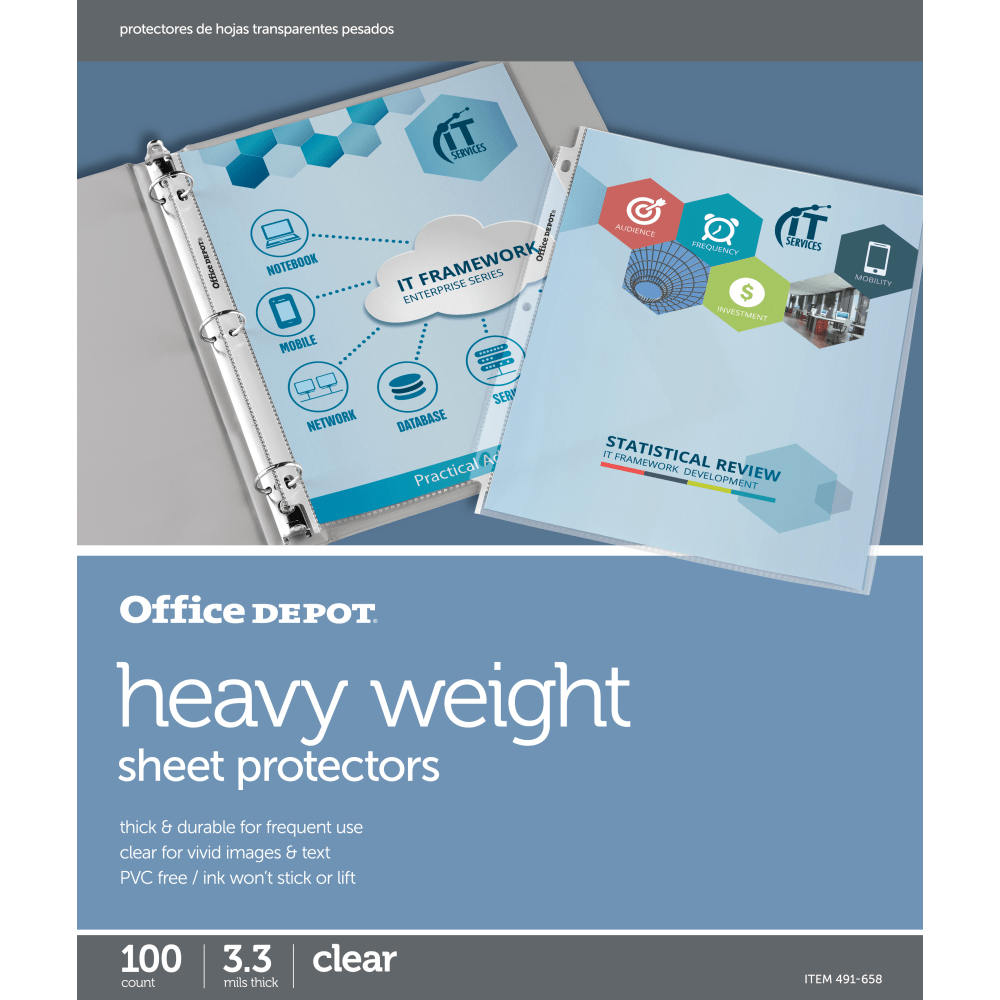 Office Depot Brand Heavyweight Sheet Protectors, 8-1/2in x 11in, Clear, Pack Of 100