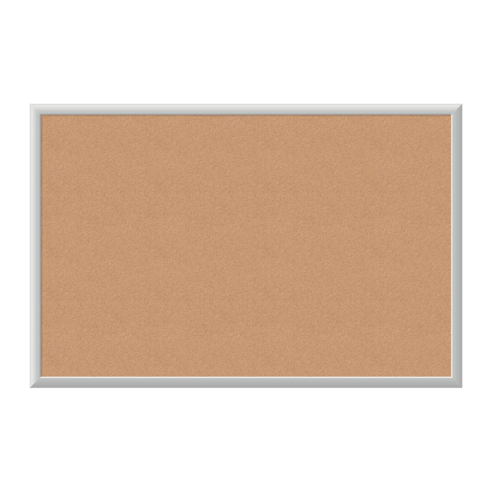 U Brands Cork Bulletin Board, 35in x 23in, Silver Aluminum Frame