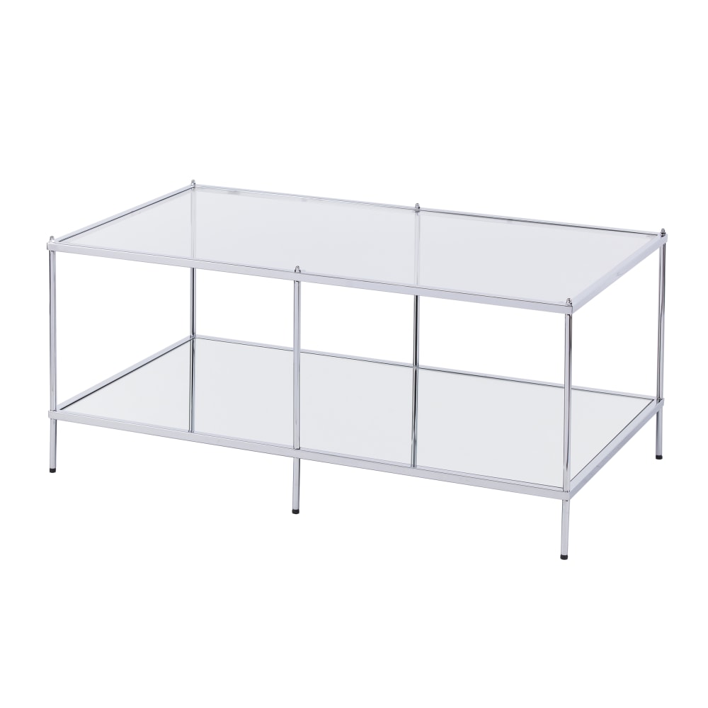 SEI Furniture Knox Glam Mirrored Cocktail Table, Rectangular, Chrome