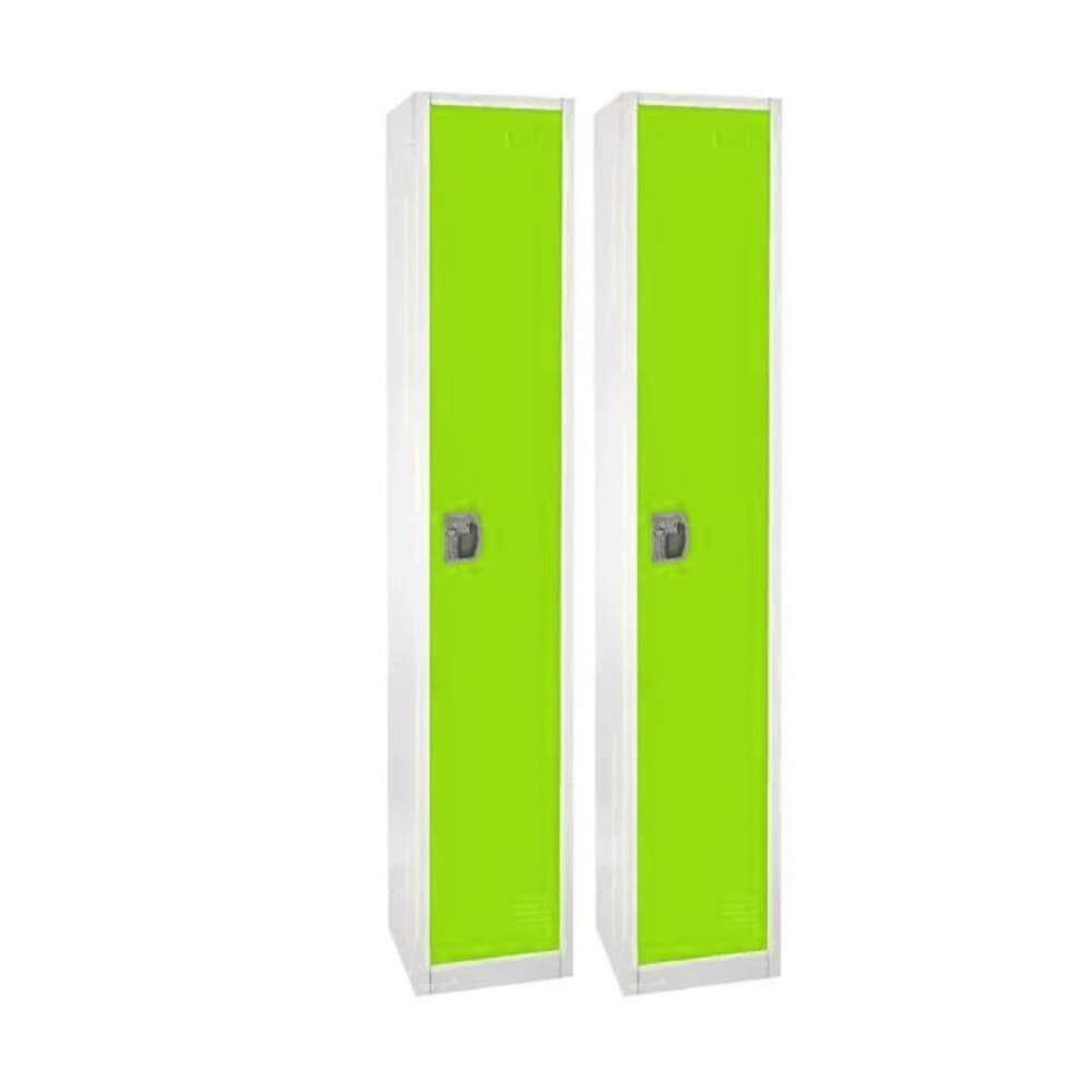 Alpine 1-Tier Steel Lockers, 72inH x 12inW x 12inD, Green, Set Of 2 Lockers