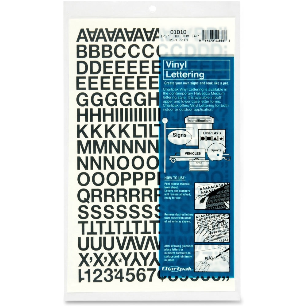 Chartpak Pickett Vinyl Letters and Numbers, 1/2in, Black