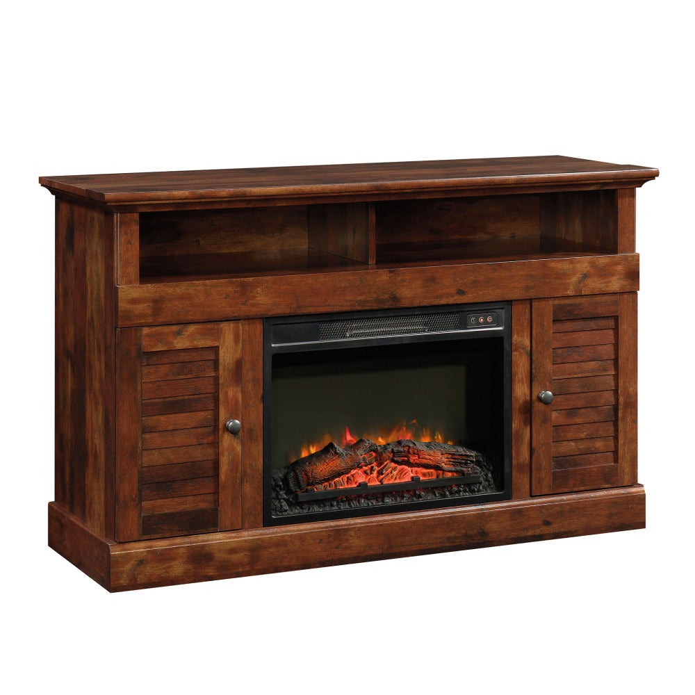 Sauder Harbor View Media Entertainment Fireplace Credenza, Curado Cherry