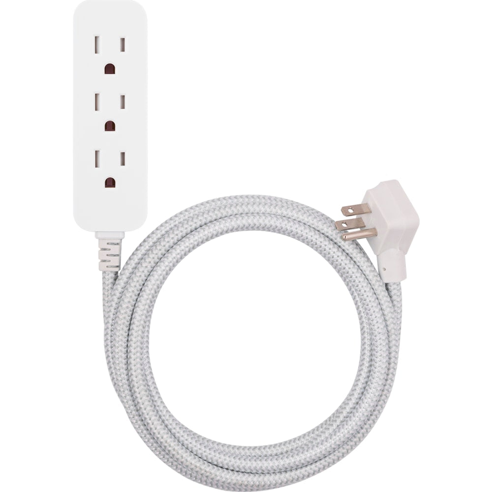 Cordinate Surge 3-Outlet 16 AWG Extension Cord, 10ft, Gray/White, 37914