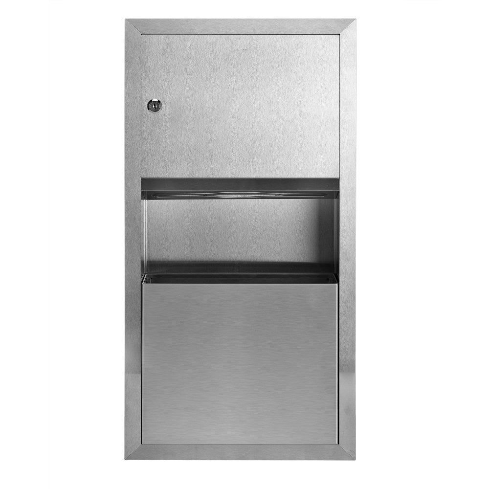 Alpine Surface-Mounted Paper Towel Dispenser/Waste Receptacle, 28inx 14inx 4in, Silver