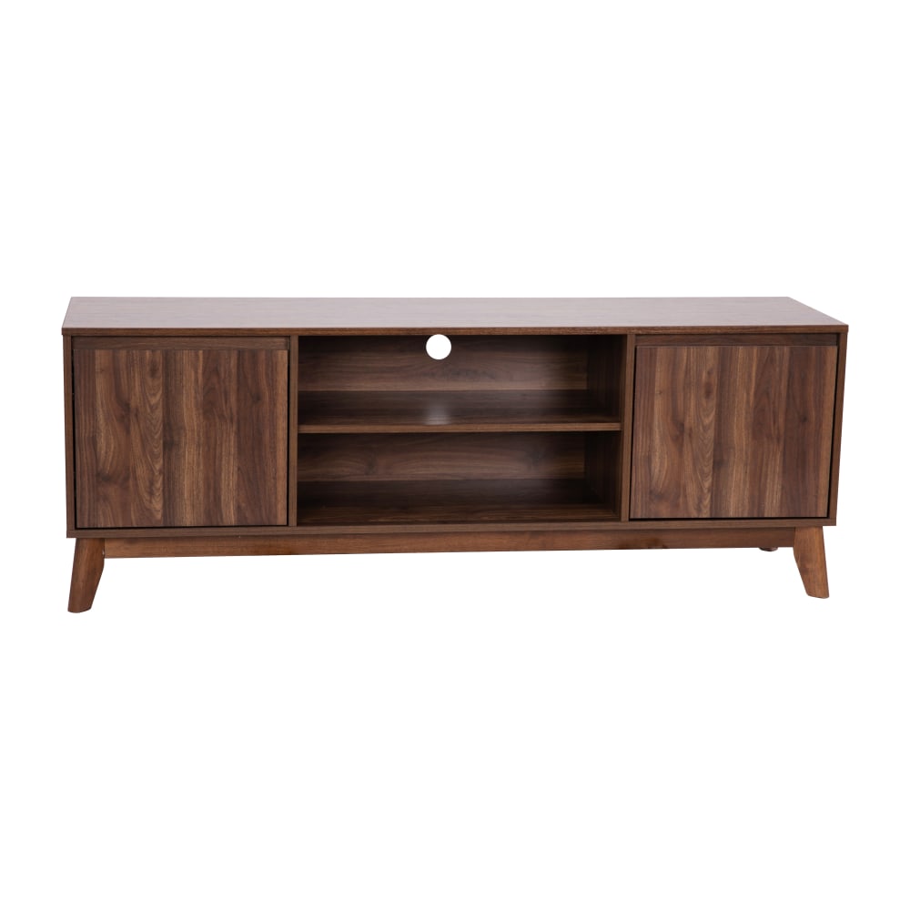 Flash Furniture Hatfield Wood TV Stand For 64in TVs, 21-3/4inH x 64inW x 17-3/4in, Dark Walnut