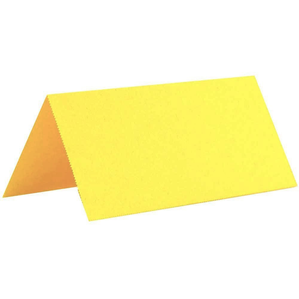 JAM Paper Printable Foldover Place Cards, 3 3/4in x 1 3/4in, Yellow, Pack Of 12