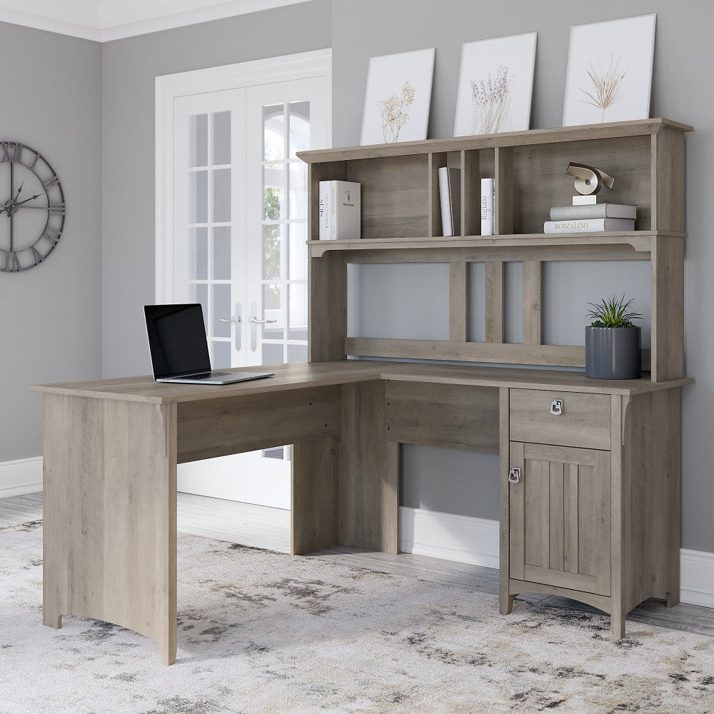 Bush Furniture Salinas 60inW L-Shaped Desk With Hutch, Driftwood Gray, Standard Delivery