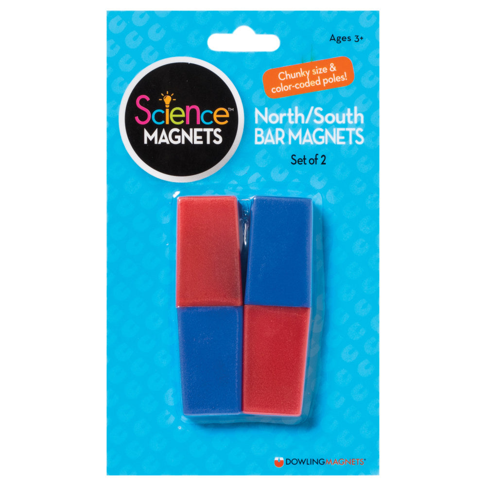 Dowling Magnets North/South Bar Magnets, 3in, Red/Blue Poles, 2 Magnets Per Pack, Set Of 3 Packs