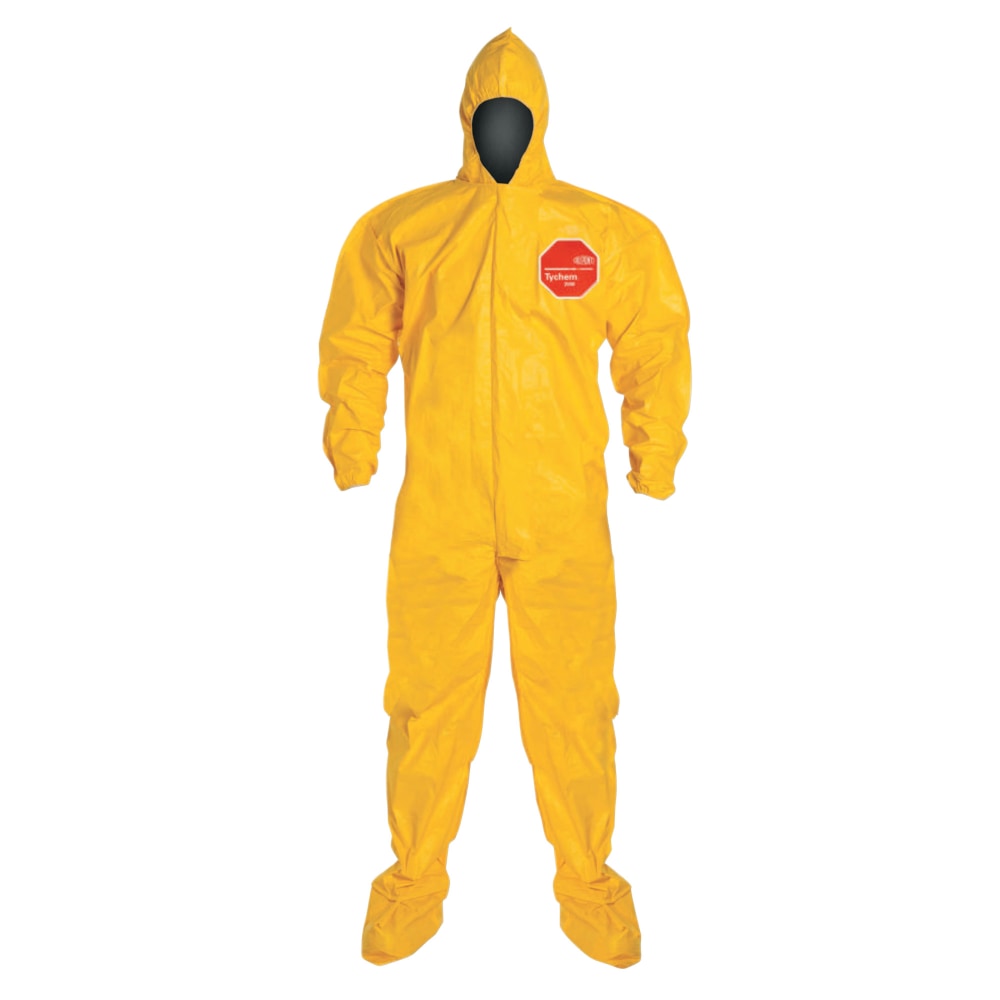 DuPont Tychem 2000 Tyvek Coveralls With Attached Hood And Socks, 3XL, Yellow, Pack Of 12