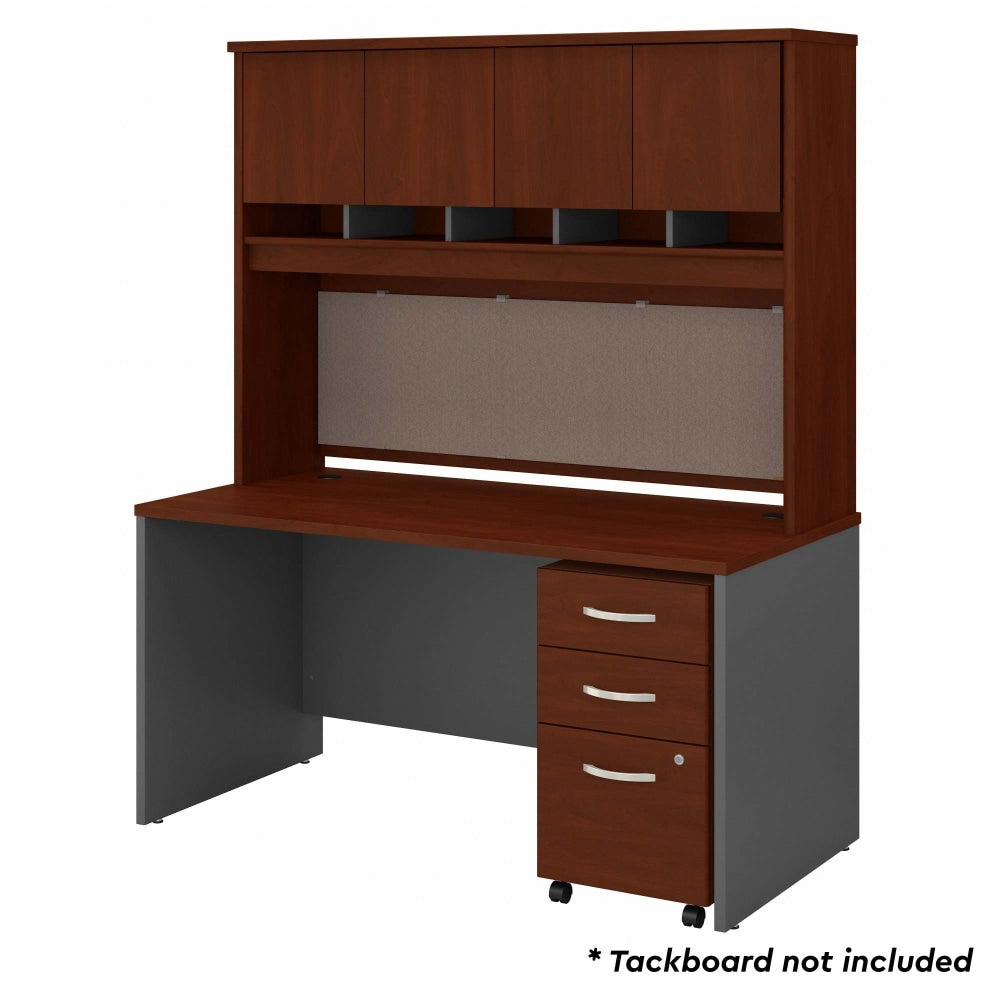 Bush Business Furniture Components 60inW Office Computer Desk With Hutch And Mobile File Cabinet, Hansen Cherry/Graphite Gray, Standard Delivery