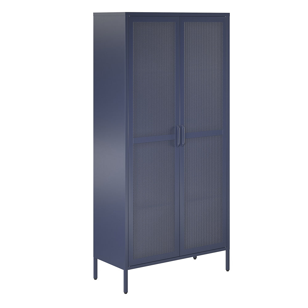 Ameriwood Home Novogratz Channing Tall 2-Door Mesh Metal Locker Cabinet, 72-13/16inH x 35-3/8inW x 15-3/4inD, Navy