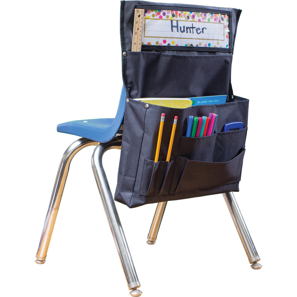 Teacher Created Resources Chair Pockets, 18inH x 15-1/2inL x 2inW, Black, Set Of 2 Pockets