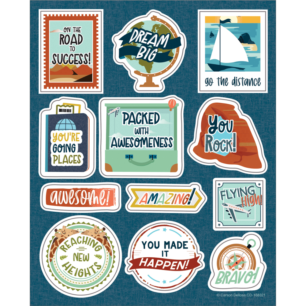 Carson Dellosa Education Motivational Stickers, Lets Explore Motivators, 72 Stickers Per Pack, Set Of 12 Packs